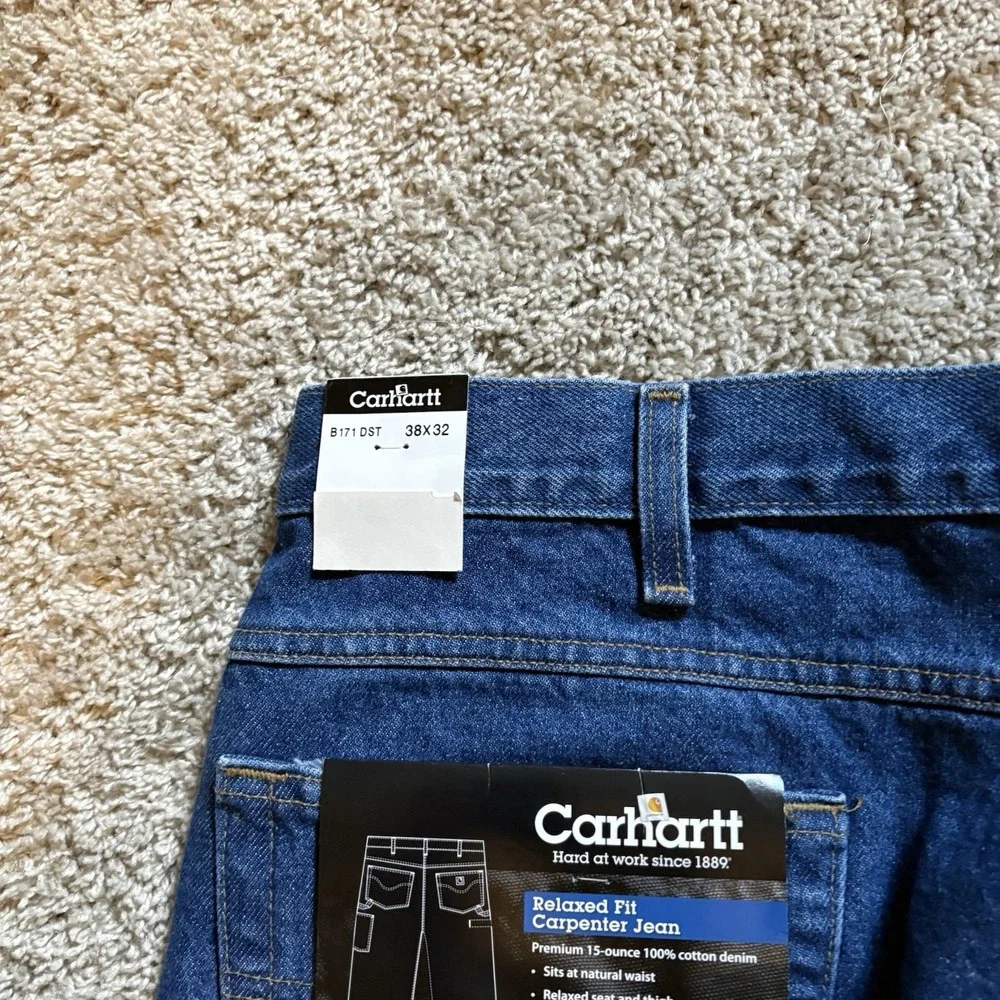 Carhartt B171 DST Relaxed Fit Carpenter Jeans Men's 38x30 Denim Blue NWT